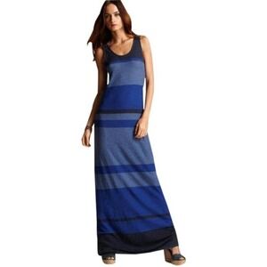 Vince Knit Maxi Dress Size M Scoop Neck Sleeveless Multi Stripe Colorblock